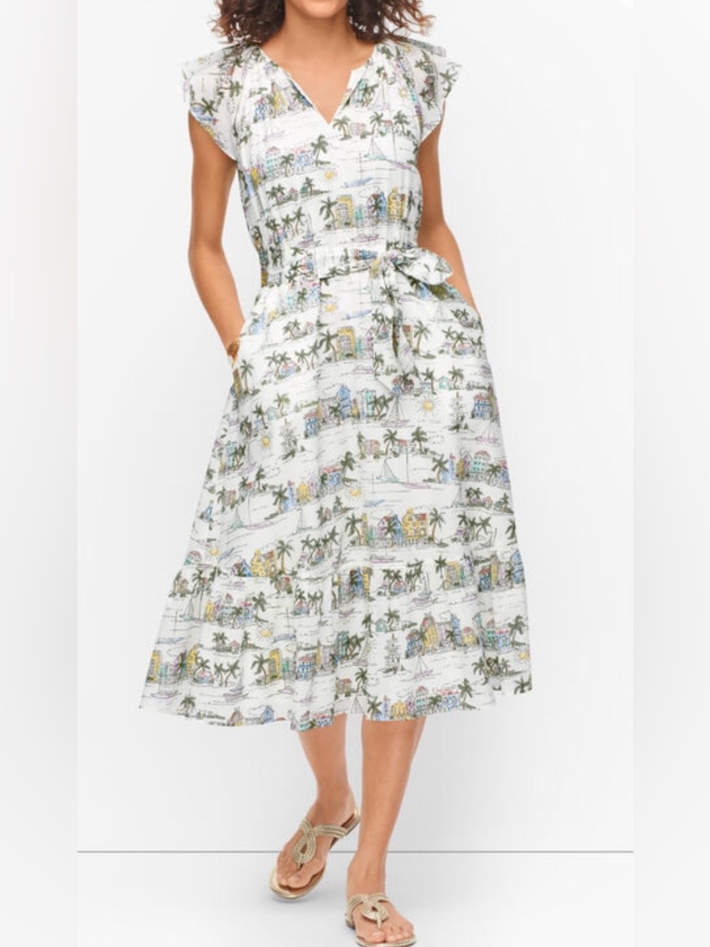 NWT Talbots maxi summer dress pockets Scenic Curaçao COTTON Resort Vacation